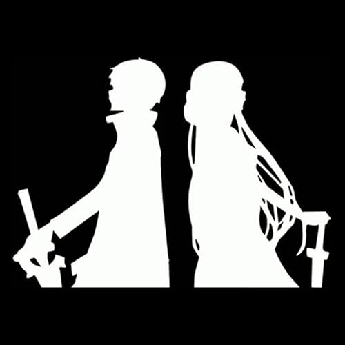 JIFENLI Autoaufkleber 14,2 cm * 10,3 cm Schwert Kunst Online (Sao) Kirito Asuna Auto Aufkleber Auto Zubehör Schwarz/Silber von JIFENLI