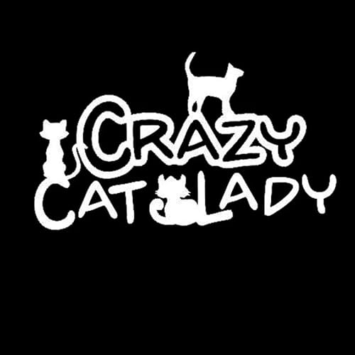 JIFENLI Autoaufkleber 14CM * 8CM Crazy Cat Lady Aufkleber Vinyl Aufkleber Auto Aufkleber Schwarz/Splitter von JIFENLI