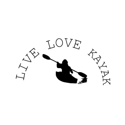 JIFENLI Autoaufkleber 17,3 * 8,6 CM Lustige LIVE LOVE KAJAK Grafik Kanufahren Dekor Auto Aufkleber Vinyl Silhouette von JIFENLI