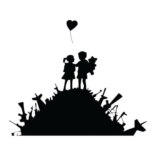 JIFENLI Autoaufkleber 17,5 cm * 14,7 cm Banksy Guns Kreatives Design Auto Aufkleber Auto Tür Dekor Vinyl Aufkleber Muster Schwarz/Silber von JIFENLI