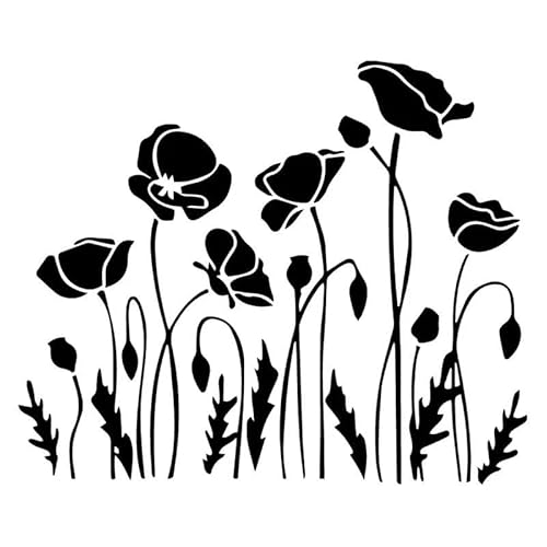 JIFENLI Autoaufkleber 17,8 x 14,8 cm Mohnblumen Tür Fenster Auto Aufkleber Dekoration Zubehör von JIFENLI