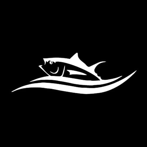 JIFENLI Autoaufkleber 17CM * 5,6CM Vinyl Aufkleber Cartoon Fisch Thunfisch In Wellen Auto Aufkleber Schwarz/Silber von JIFENLI
