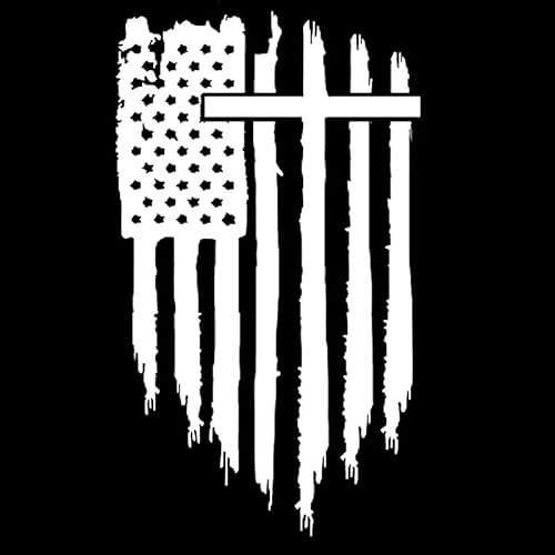 JIFENLI Autoaufkleber 9,5 cm * 16,6 cm amerikanische Flagge christliches Kreuz Jesus Bibel Gott Originalität Auto Aufkleber von JIFENLI