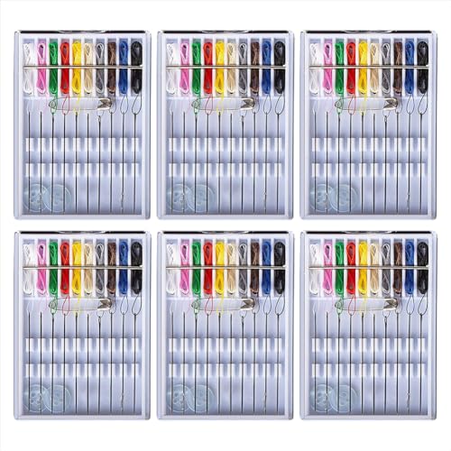 10 Boxen Vorgewindenadel-Kits, einfaches Reise-Nähset, Nadelfaden-Kits, Kleidungs-Reparatur-Sets mit Nadeln, Knöpfen und Sicherheitsnadeln für Zuhause, Hotel von JIHUOO