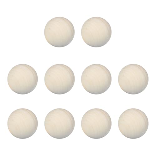 JIHUOO 10 Stück 35 mm unlackierte Naturholzkugeln, runde lose Holzkugeln, dekorative Holzkugeln, Holz-Bastelkugeln, glatte Holz-Bastelkugeln von JIHUOO