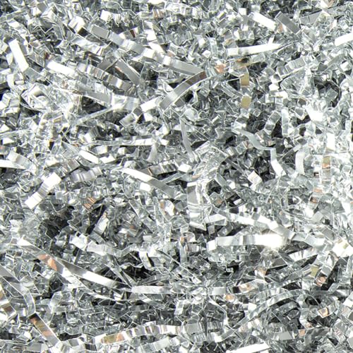 100 Gramm Knisterschnitt-Papierschnipselfüller, Geschenkbox, Füllpapier, Korbfüllung, Knisterpapier, Geschenkverpackung, Füllstoff für Geburtstage, Hochzeiten, Jubiläen, Silber 100 Gramm Knisterschnitt-Papierschnipselfüller, Geschenkbox, Füllpapier, Korbfüllung, Knisterpapier, Geschenkverpackung, Füllstoff für Geburtstage, Hochzeiten, Jubiläen, Silber von JIHUOO