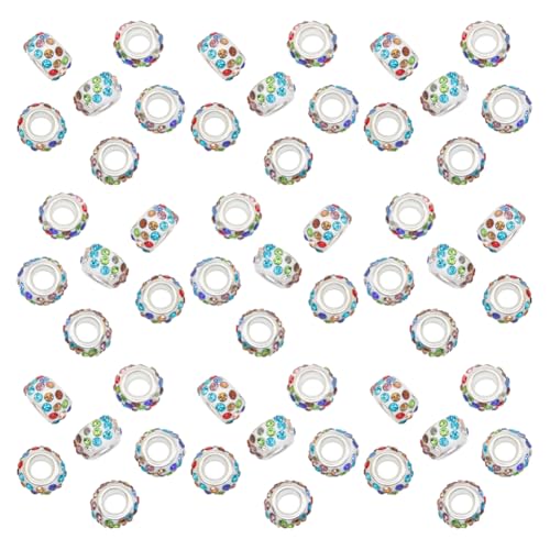 100 Stück 12 mm europäische Strass-Abstandshalter-Perlen, großes Loch, Kristallperlen, glitzernde Diamant-Haarperlen, Stiftperlen, Schmuckherstellung, Perlen für Armband, Ohrringe, bunt von JIHUOO