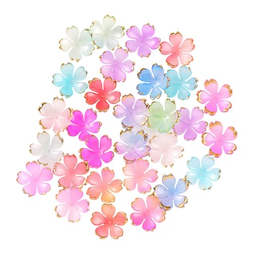 100 Stück 18 mm Kirschblüten-Perlen, Kunststoff-Blumen-Perlenkappen, Blumenarmband, Acryl, Blütenblätter, Abstandshalter in Blumenform, Goldkante, Abstandshalter, mehrfarbig 100 Stück 18 mm Kirschblüten-Perlen, Kunststoff-Blumen-Perlenkappen, Blumenarmband, Acryl, Blütenblätter, Abstandshalter in Blumenform, Goldkante, Abstandshalter, mehrfarbig von JIHUOO