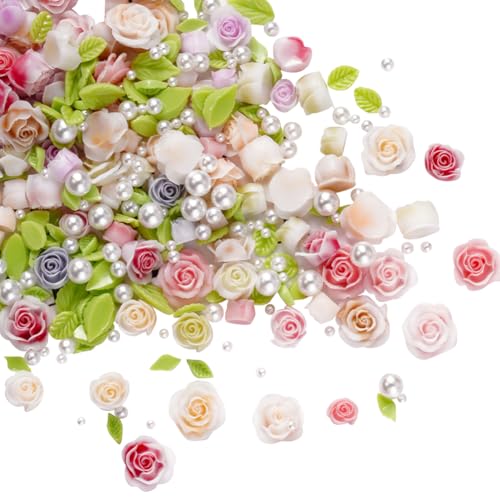 100 Stück Rosen-Nagelkunst-Charms, Blätter, bunte Acryl-Nagelblumen, Charms, weiße flache Rückseite, Nagelperlen, Vintage-Nageldesigns, Hochzeit, Nageldekorationen, Maniküre-Zubehör für Frauen 100 Stück Rosen-Nagelkunst-Charms, Blätter, bunte Acryl-Nagelblumen, Charms, weiße flache Rückseite, Nagelperlen, Vintage-Nageldesigns, Hochzeit, Nageldekorationen, Maniküre-Zubehör für Frauen von JIHUOO