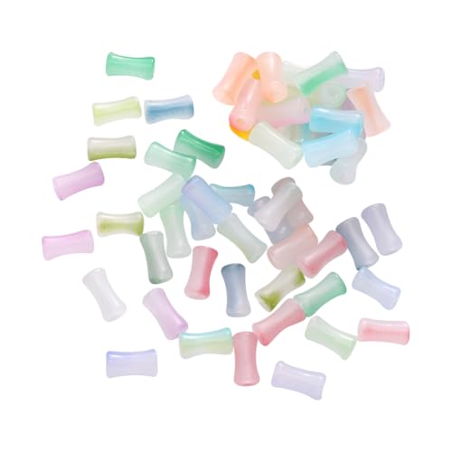 100 Stück bunte Glasröhrenperlen, Bambusstabperlen, großes Loch, Spalte, Abstandshalter, Perlen, blickdicht, Bastelperlen, Lampwork-Armband, Charms, handgefertigt, für Ohrringe, Halsketten, 100 Stück von JIHUOO