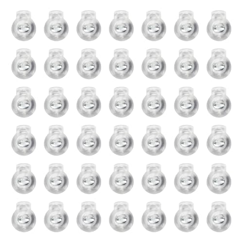 100 Stück transparente Kunststoff-Kordelschlösser, runde Knebelfeder-Stopper, Einzelloch, Kordelzug, Kordelstopper, Schnürsenkel, Schnürsenkel, Schlösser, Kapuzenpullover, Mütze, Schnur, Clips von JIHUOO