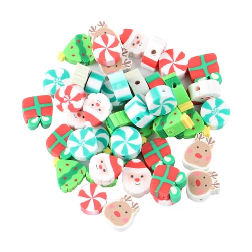 100 g 10 mm Weihnachts-Polymer-Ton-Perlen, gemischte Heishi-Abstandshalter-Perlen, Winterferien, handgefertigte Bastelperlen, Schmuckherstellung, Perlen für Armband, Halskette, Ohrring von JIHUOO