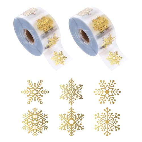 1000 Stück 2,5 cm kleine goldene Schneeflocken-Aufkleber, Schneeflocken-Aufkleber, Rolle, Schneeflocken, Umschlag-Aufkleber, Winterurlaub, Kartenherstellung, Weihnachten, dekorative Aufkleber, runde 1000 Stück 2,5 cm kleine goldene Schneeflocken-Aufkleber, Schneeflocken-Aufkleber, Rolle, Schneeflocken, Umschlag-Aufkleber, Winterurlaub, Kartenherstellung, Weihnachten, dekorative Aufkleber, runde von JIHUOO