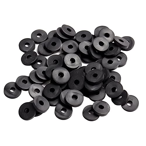 1000 Stück 6 mm flache Tonperlen, runde Scheiben, Abstandshalter, Heishi-Perlen, Polymer-Ton, Charms, Freundschaftsarmband, Perlen für Schmuckherstellung, Schwarz von JIHUOO