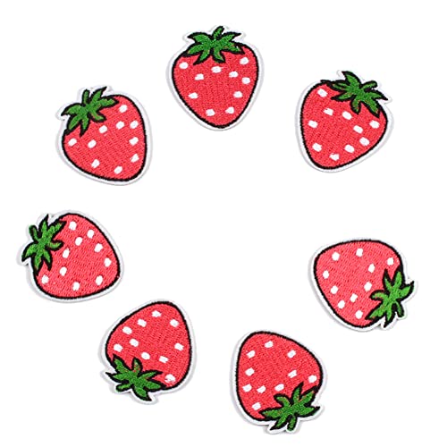 12 Stück Erdbeere Aufnäher zum Aufbügeln Bügelbild Bestickte Patches Früchte Buegelbilder Gestickte Aufnäher Applikation für Kleidung Jeans von JIHUOO