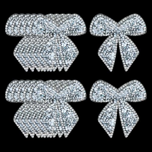 12 Stück Strass-Schleifen-Patches zum Aufbügeln, glitzernde Kristall-Applikationen, Jacke, dekorative Flicken, Rucksäcke, Hut, Kleider, Verzierungen, Kleidung, Reparaturflicken in Silber 12 Stück Strass-Schleifen-Patches zum Aufbügeln, glitzernde Kristall-Applikationen, Jacke, dekorative Flicken, Rucksäcke, Hut, Kleider, Verzierungen, Kleidung, Reparaturflicken in Silber von JIHUOO
