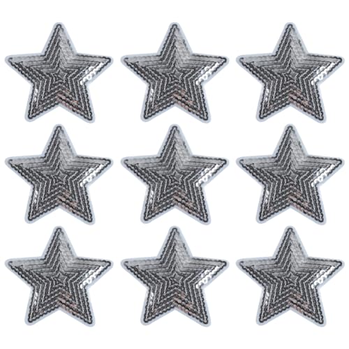 15 Stück Aufnäher zum Aufbügeln mit Pailletten, Stern, selbstklebende Glitzer-Applikationen, Reparaturapplikationen, glitzernde Stoffflicken, Jeans, Rucksack, Dekoration, Applikationen, Silber 15 Stück Aufnäher zum Aufbügeln mit Pailletten, Stern, selbstklebende Glitzer-Applikationen, Reparaturapplikationen, glitzernde Stoffflicken, Jeans, Rucksack, Dekoration, Applikationen, Silber von JIHUOO