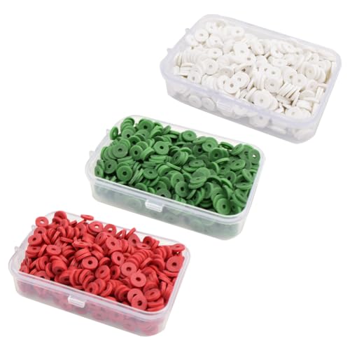1500 Stück 6 mm Polymer-Ton-Perlen, flache runde Armbandperlen, Abstandshalter, Heishi-Perlen, Vinyl-Scheibenperlen, Schmuckherstellung, Perlen für Ohrringe, Halsketten, Rot, Grün, Weiß 1500 Stück 6 mm Polymer-Ton-Perlen, flache runde Armbandperlen, Abstandshalter, Heishi-Perlen, Vinyl-Scheibenperlen, Schmuckherstellung, Perlen für Ohrringe, Halsketten, Rot, Grün, Weiß von JIHUOO