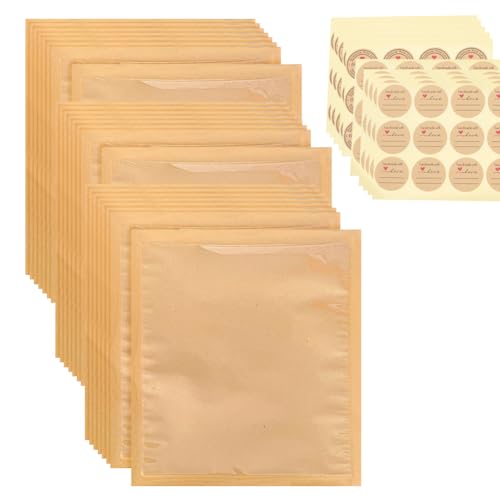 18 x 19,1 cm große Kraftpapiertüten für Kekse, Zuhause, Bäckerei, Gebäck, Verpackung, Donut-To-Go-Beutel, Lebensmittelqualität, Sandwich-Tasche, Snack-Größe, braune Papiertüten mit transparentem von JIHUOO