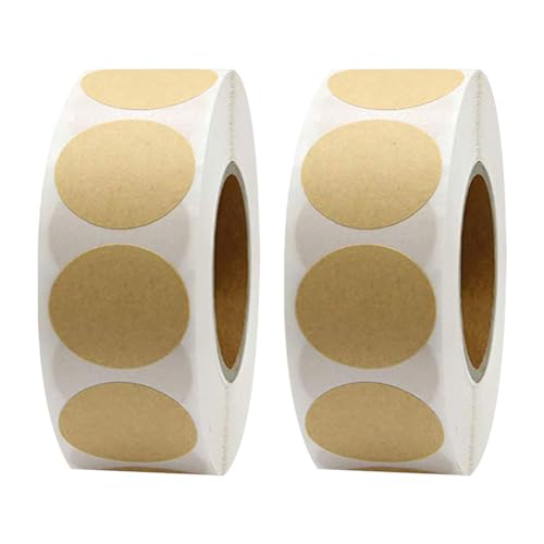 2 Rollen 3,8 cm Kraftpapier Runde Aufkleber Braun Runde Etiketten Bastelpapier Etikettenaufkleber Rollen Blanko Kreis Punkt Aufkleber Glas Aufkleber Etiketten Runde Umschlag Dichtungen von JIHUOO