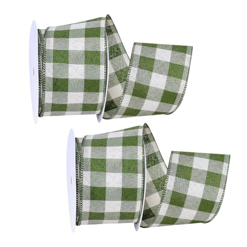 2 Rollen 63mm x 9m Büffel Plaid Sackleinen Drahtband Kariertes Juteband Kariertes Bastelband Gingham Stoffband Thanksgiving Dekor Bänder Geschenkverpackungsband für Weihnachtsdekorationen Grün 2 Rollen 63mm x 9m Büffel Plaid Sackleinen Drahtband Kariertes Juteband Kariertes Bastelband Gingham Stoffband Thanksgiving Dekor Bänder Geschenkverpackungsband für Weihnachtsdekorationen Grün von JIHUOO