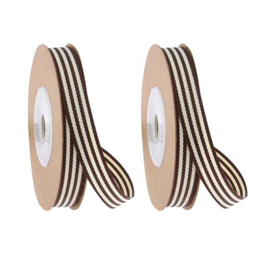 JIHUOO 2 Rollen Ripsband gestreiftes Geschenkband Weihnachtsstreifenband Stoff Bastelband Dekoband braun weiß JIHUOO 2 Rollen Ripsband gestreiftes Geschenkband Weihnachtsstreifenband Stoff Bastelband Dekoband braun weiß von JIHUOO