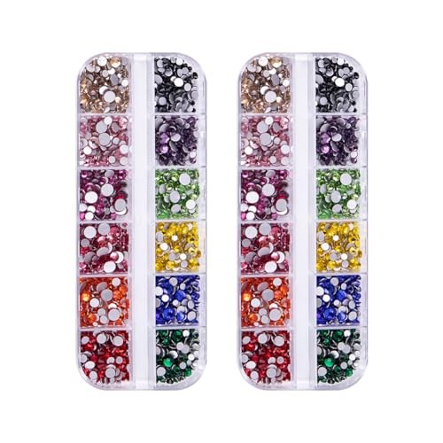 2 Schachteln, mehrfarbig, flache Rückseite, Strasssteine, Gesicht, Make-up, Diamanten, Nagelkunst, Edelsteine, flache Rückseite, kleine bunte Nagelkristalle für Schuhe, Kleidung, Stoff 2 Schachteln, mehrfarbig, flache Rückseite, Strasssteine, Gesicht, Make-up, Diamanten, Nagelkunst, Edelsteine, flache Rückseite, kleine bunte Nagelkristalle für Schuhe, Kleidung, Stoff von JIHUOO