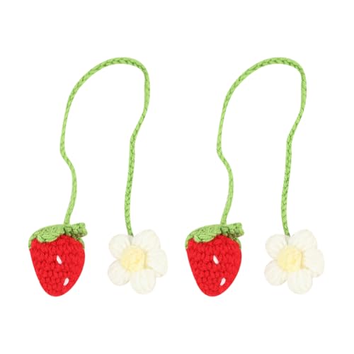 2 Stück Erdbeer-Häkelblume Auto hängende Ornament Rückspiegel hängende Charms dekorative Autoanhänger Charms Rückspiegel Aufhänger handgefertigt Automobil-Innenzubehör für Frauen rot 2 Stück Erdbeer-Häkelblume Auto hängende Ornament Rückspiegel hängende Charms dekorative Autoanhänger Charms Rückspiegel Aufhänger handgefertigt Automobil-Innenzubehör für Frauen rot von JIHUOO