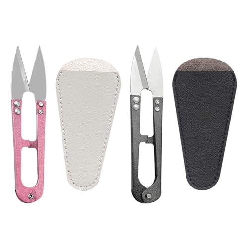 2 Stück U-förmige Nähschere, kleine Stickgarnschere, Clipper, Mini-tragbare Schere, scharfe Bastelschere mit 2 Scherenhüllen 2 Stück U-förmige Nähschere, kleine Stickgarnschere, Clipper, Mini-tragbare Schere, scharfe Bastelschere mit 2 Scherenhüllen von JIHUOO