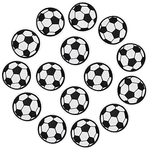 20 Stück 3cm Fußballmotiv Aufnäher zum Aufbügeln Aufbügelbilder Fußball Fussball Bügelbilder Patches Stickerei Applikation zum Aufnähen für Kleidung Jeans von JIHUOO