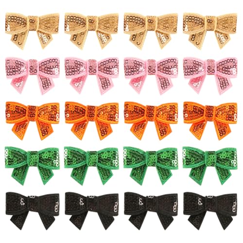 20 Stück Mini-Pailletten-Schleifenapplikation, glitzernde Schleife, zum Aufbügeln, glänzend, bestickt, glitzernd, dekorative Flicken zum Aufnähen für Kleidung, Taschen, Jeans 20 Stück Mini-Pailletten-Schleifenapplikation, glitzernde Schleife, zum Aufbügeln, glänzend, bestickt, glitzernd, dekorative Flicken zum Aufnähen für Kleidung, Taschen, Jeans von JIHUOO