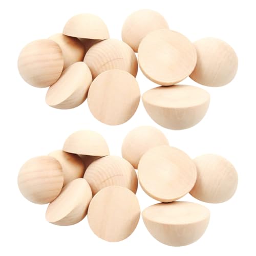 200 Stück kleine halbrunde Holzperlen, Holzkugeln, unlackiert, rund, geteilte Holzkugeln, halbe Holzkugeln, halbe Kugeln, Holzkugeln von JIHUOO