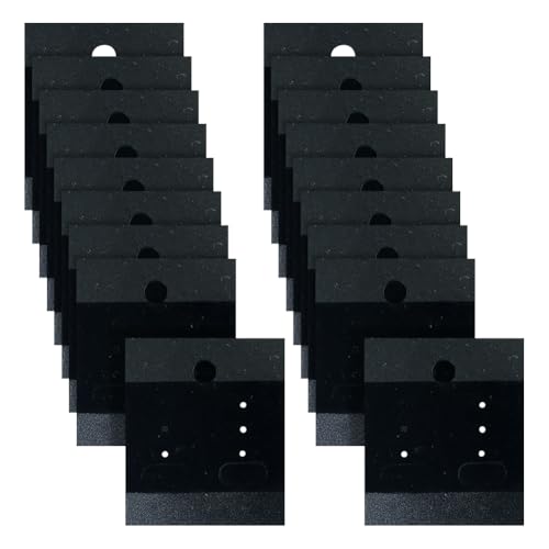 200 Stück schwarze Samt-Plastik-Ohrring-Display-Karten, kleine hängende Kreolen, Ohrringkarten, Ohrstecker-Halter, Karton-Halskette und Ohrring-Kartenhalter, Schmuckverpackungskarten für kleine von JIHUOO