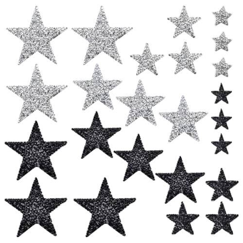 24 Stück Strass Stern Patches Glitzer Stern Applikationen für Kleidung funkelnde Flicken Kristall Rucksack Patches Jacke Dekorative Flicken Jeans Tasche Patches Kleidung Reparatur Flicken Schwarz 24 Stück Strass Stern Patches Glitzer Stern Applikationen für Kleidung funkelnde Flicken Kristall Rucksack Patches Jacke Dekorative Flicken Jeans Tasche Patches Kleidung Reparatur Flicken Schwarz von JIHUOO
