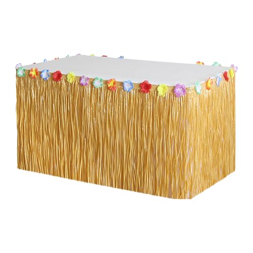 275 x 75 cm hawaiianischer Luau-Gras-Tischrock, Kunststoff-Tischschlangen, Stroh, Hawaii-Tischrock, tropische Blume, Tischrock, Party-Tischsockel mit Hibiskusblumen, Tischfransen, Girlande, 275 x 75 cm hawaiianischer Luau-Gras-Tischrock, Kunststoff-Tischschlangen, Stroh, Hawaii-Tischrock, tropische Blume, Tischrock, Party-Tischsockel mit Hibiskusblumen, Tischfransen, Girlande, von JIHUOO