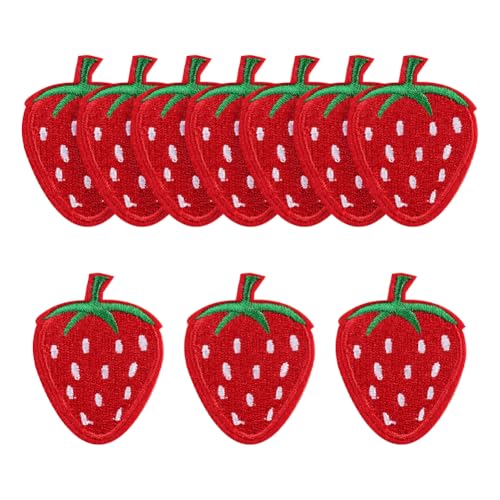 30 Stück bestickte Erdbeer-Aufnäher zum Aufbügeln auf Obstapplikationen, niedliche Stoffflicken für Kleidung, Jacken, dekorative Reparaturflicken für Kleider, Hüte, Kleidersäcke 30 Stück bestickte Erdbeer-Aufnäher zum Aufbügeln auf Obstapplikationen, niedliche Stoffflicken für Kleidung, Jacken, dekorative Reparaturflicken für Kleider, Hüte, Kleidersäcke von JIHUOO