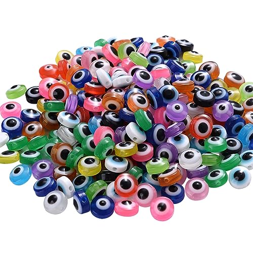 300 Stück lose Kunststoffperlen, böser Blick, dekorative Bastelperlen, Armband, Geschenke, gemischte Farben, Perlen, Halsketten, Ohrringe, Perlen, Schmuckherstellung, mehrfarbig 300 Stück lose Kunststoffperlen, böser Blick, dekorative Bastelperlen, Armband, Geschenke, gemischte Farben, Perlen, Halsketten, Ohrringe, Perlen, Schmuckherstellung, mehrfarbig von JIHUOO