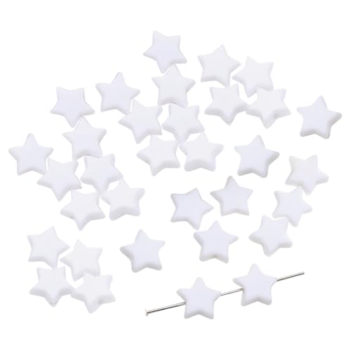 300 Stück sternförmige Acrylperlen, Sternform, Abstandshalter, Freundschaftsarmband, Perlen, niedlich, lose Perlen, großes Loch, einfarbige Perlen für DIY-Schmuckherstellung, Weiß 300 Stück sternförmige Acrylperlen, Sternform, Abstandshalter, Freundschaftsarmband, Perlen, niedlich, lose Perlen, großes Loch, einfarbige Perlen für DIY-Schmuckherstellung, Weiß von JIHUOO