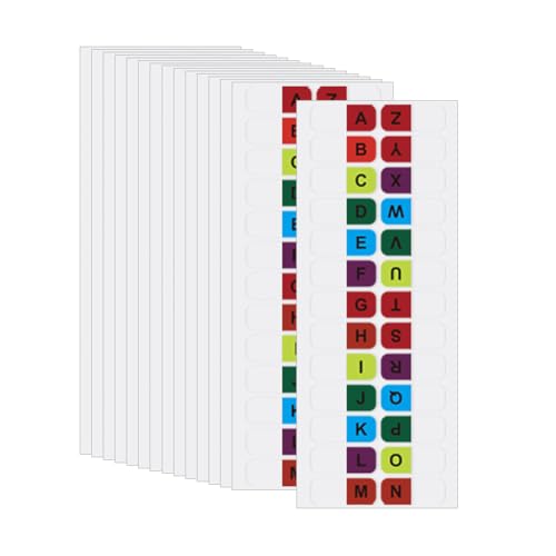 390 Stück A bis Z selbstklebende Buchstaben-Index-Tabs, Ordner, Ordner, Buchstaben-Etiketten, alphabetische farbige Register, Register, Register, Register, Etikettenaufkleber für Notizbuch, Lehrbuch von JIHUOO