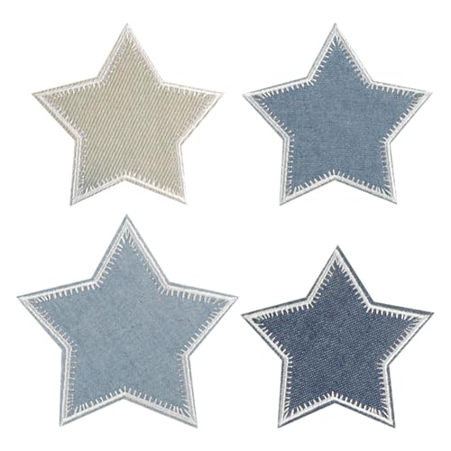 4 Stück Denim-Stern-Flicken zum Aufbügeln, Stoff, blaue Sterne, Applikationen, große bestickte Stern-Flicken, niedliche Jacke, Rucksack, Jeans, Reparaturflicken für Kleidung, Dekoration 4 Stück Denim-Stern-Flicken zum Aufbügeln, Stoff, blaue Sterne, Applikationen, große bestickte Stern-Flicken, niedliche Jacke, Rucksack, Jeans, Reparaturflicken für Kleidung, Dekoration von JIHUOO