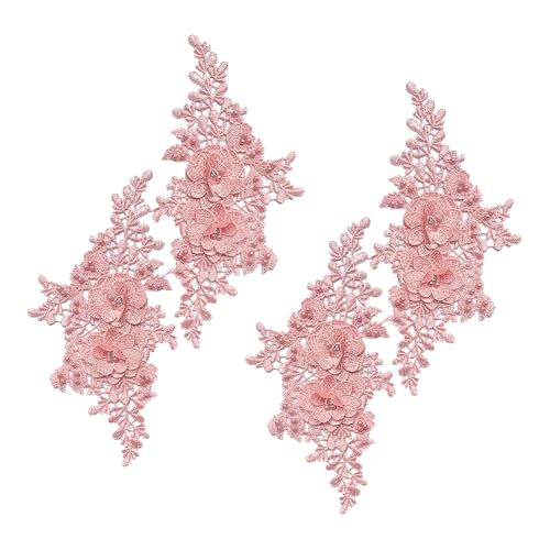 4 Stück Strass-Blumenstickerei-Applikationen, 3D-Perlenapplikationen, bestickt, zum Aufnähen, Aufnähen, Hochzeitskleid, Verzierungen, dekoratives Brautkleid, Applikation, Rosa 4 Stück Strass-Blumenstickerei-Applikationen, 3D-Perlenapplikationen, bestickt, zum Aufnähen, Aufnähen, Hochzeitskleid, Verzierungen, dekoratives Brautkleid, Applikation, Rosa von JIHUOO