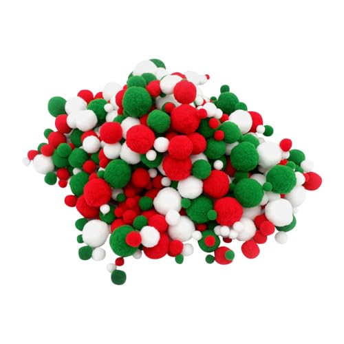 JIHUOO 450 Stück 1-3 cm Weihnachts-Pompons zum Basteln, rot, grün, weiß, weiche kleine Pompons, niedlich, flauschig, Pompons, DIY-Kunst-Pom-Bälle JIHUOO 450 Stück 1-3 cm Weihnachts-Pompons zum Basteln, rot, grün, weiß, weiche kleine Pompons, niedlich, flauschig, Pompons, DIY-Kunst-Pom-Bälle von JIHUOO