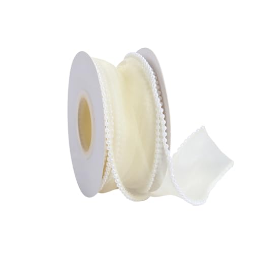 5,8 cm breites transparentes Band mit Perlenrand, für Weihnachtsbaum, Schleifen, Geschenkverpackung, Kranz, Hochzeit, Blumenstrauß, Beige, 5,8 cm 5,8 cm breites transparentes Band mit Perlenrand, für Weihnachtsbaum, Schleifen, Geschenkverpackung, Kranz, Hochzeit, Blumenstrauß, Beige, 5,8 cm von JIHUOO