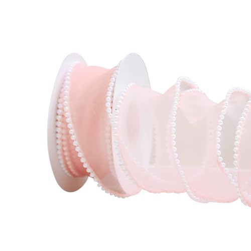 5,8 cm breites transparentes Band mit Perlenrand, für Weihnachtsbaum, Schleifen, Geschenkverpackung, Kranz, Hochzeit, Blumenstrauß, Rosa, 5,8 cm 5,8 cm breites transparentes Band mit Perlenrand, für Weihnachtsbaum, Schleifen, Geschenkverpackung, Kranz, Hochzeit, Blumenstrauß, Rosa, 5,8 cm von JIHUOO