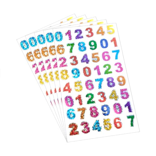 JIHUOO 50 Blatt kleine Glitzer-Zahlen-Aufkleber, bunte Zahlen, Scrapbook-Aufkleber, selbstklebende Zahlen, holografische Scrapbooking-Aufkleber, dekorative glitzernde Aufkleber JIHUOO 50 Blatt kleine Glitzer-Zahlen-Aufkleber, bunte Zahlen, Scrapbook-Aufkleber, selbstklebende Zahlen, holografische Scrapbooking-Aufkleber, dekorative glitzernde Aufkleber von JIHUOO