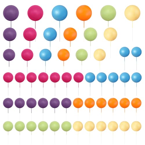 56 Stück bunte Kugel-Kuchenaufsätze, Schaumstoff-Kugeln, Cupcake-Topper, Geburtstag, Cupcake-Picks, Hochzeit, Party, Kuchenspieße, Ballon-Kuchenaufsätze, Kuchendekorationen, Kugeln, Regenbogen 56 Stück bunte Kugel-Kuchenaufsätze, Schaumstoff-Kugeln, Cupcake-Topper, Geburtstag, Cupcake-Picks, Hochzeit, Party, Kuchenspieße, Ballon-Kuchenaufsätze, Kuchendekorationen, Kugeln, Regenbogen von JIHUOO