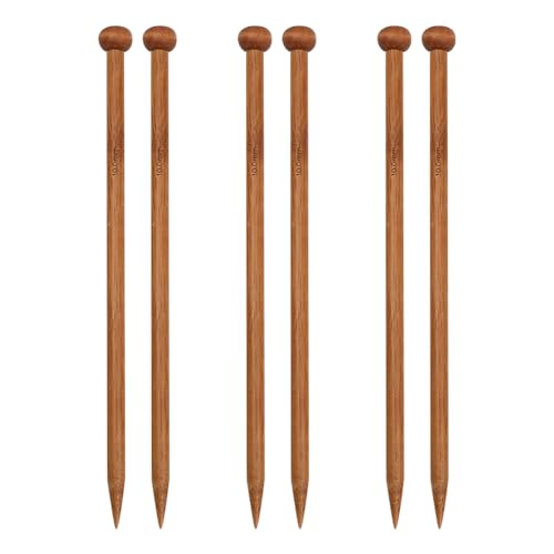 6 Stück Holz-Stricknadeln, Einzelpunkt-Stricknadeln, Holz, gerade Stricknadeln, dicke Stricknadeln, Häkelzubehör für Anfänger, handgefertigt, 10 mm von JIHUOO