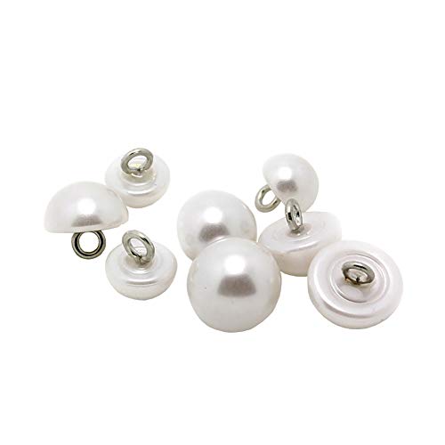 60 Stück 10mm Künstlich Perlenknöpfe Halbkugel Knöpfe für Hemd Rock von JIHUOO