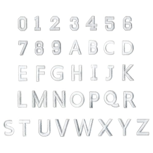 72-teiliges Set zum Aufbügeln mit Buchstaben und Zahlen, bestickte Buchstaben, A-Z, Alphabet-Applikationen, 0–9, Zahlenaufnäher, Stickerei, Aufnäher, dekorative Hitzepress-Applikationen für Hüte von JIHUOO