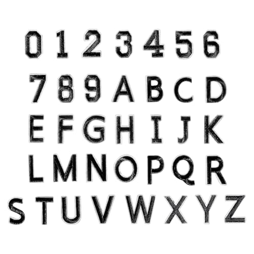 72-teiliges Set zum Aufbügeln mit Buchstaben und Zahlen, bestickte Buchstaben, A-Z, Alphabet-Applikationen, 0–9, Zahlenaufnäher, Stickerei, Aufnäher, dekorative Hitzepress-Applikationen für Hüte von JIHUOO